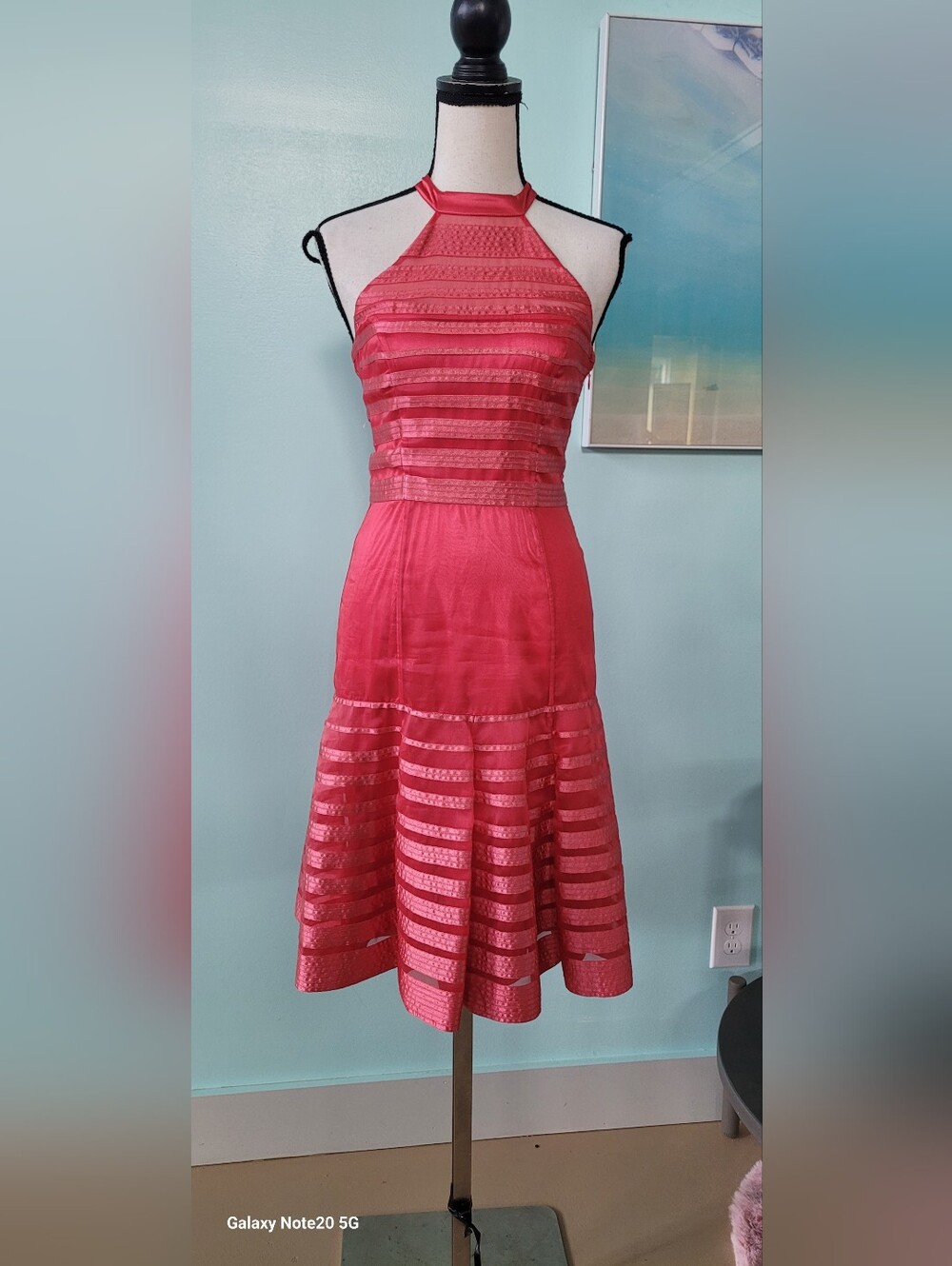 NWT Karen Millen Halter Neck Ribbon Silk Skater Cocktail Party Dress Size 2